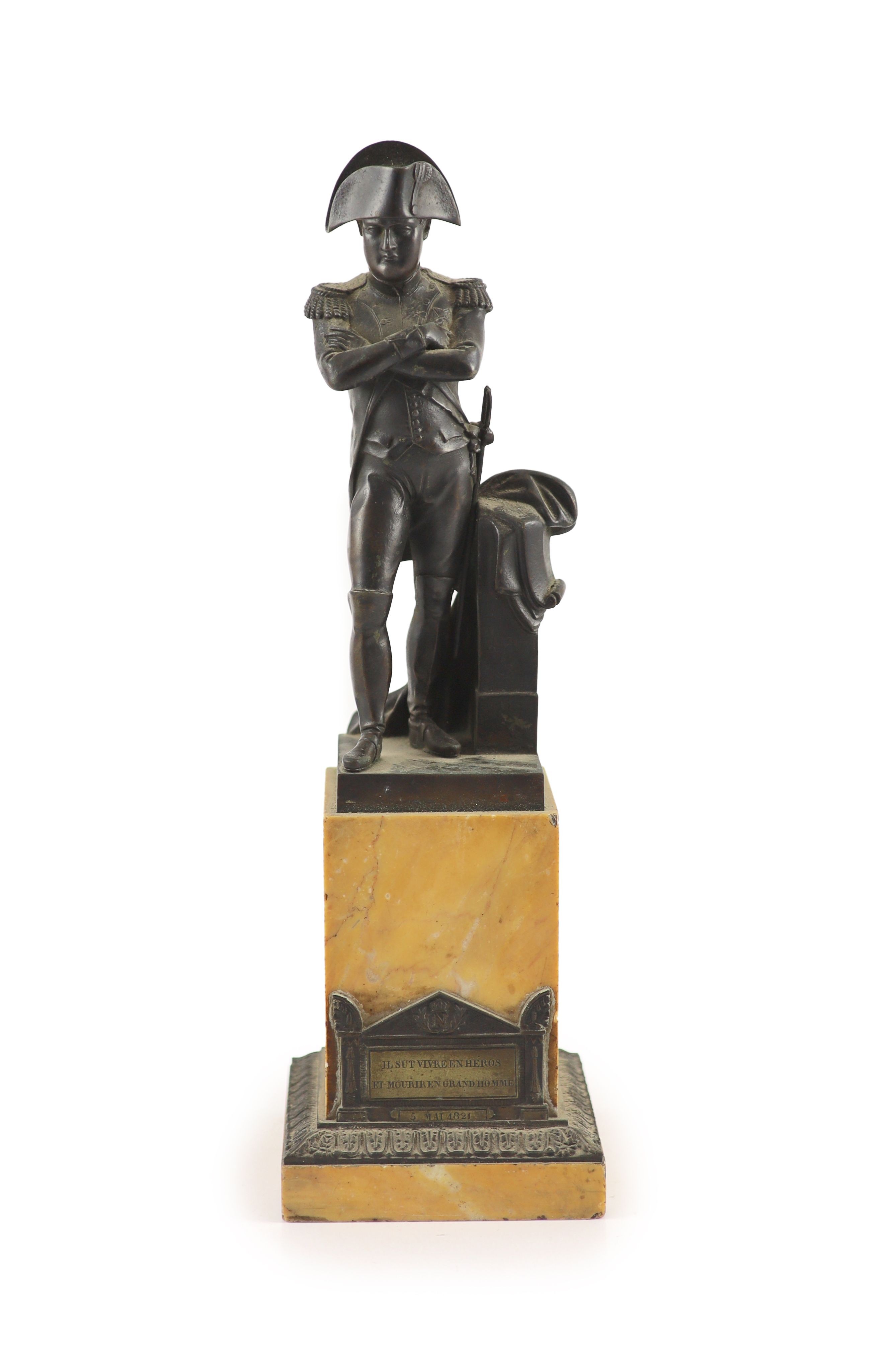 A 19th century bronze figure of Napoleon H 37cm.